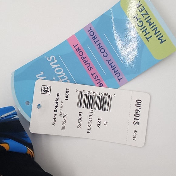 Swim Solutions Floral Park Tummy Control One-Piece‎ Swimdress Black 14 - Picture 14 of 14